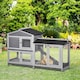 image 2 of PawHut Rabbit Hutch, Bunny Cage Outdoor 2-Tier w/ Wheels & Tray, Grey