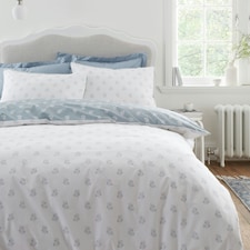 Bianca Esme Floral 200 Thread Count Cotton Reversible Duvet Cover Set White / Blue | Blue | White / Blue | King