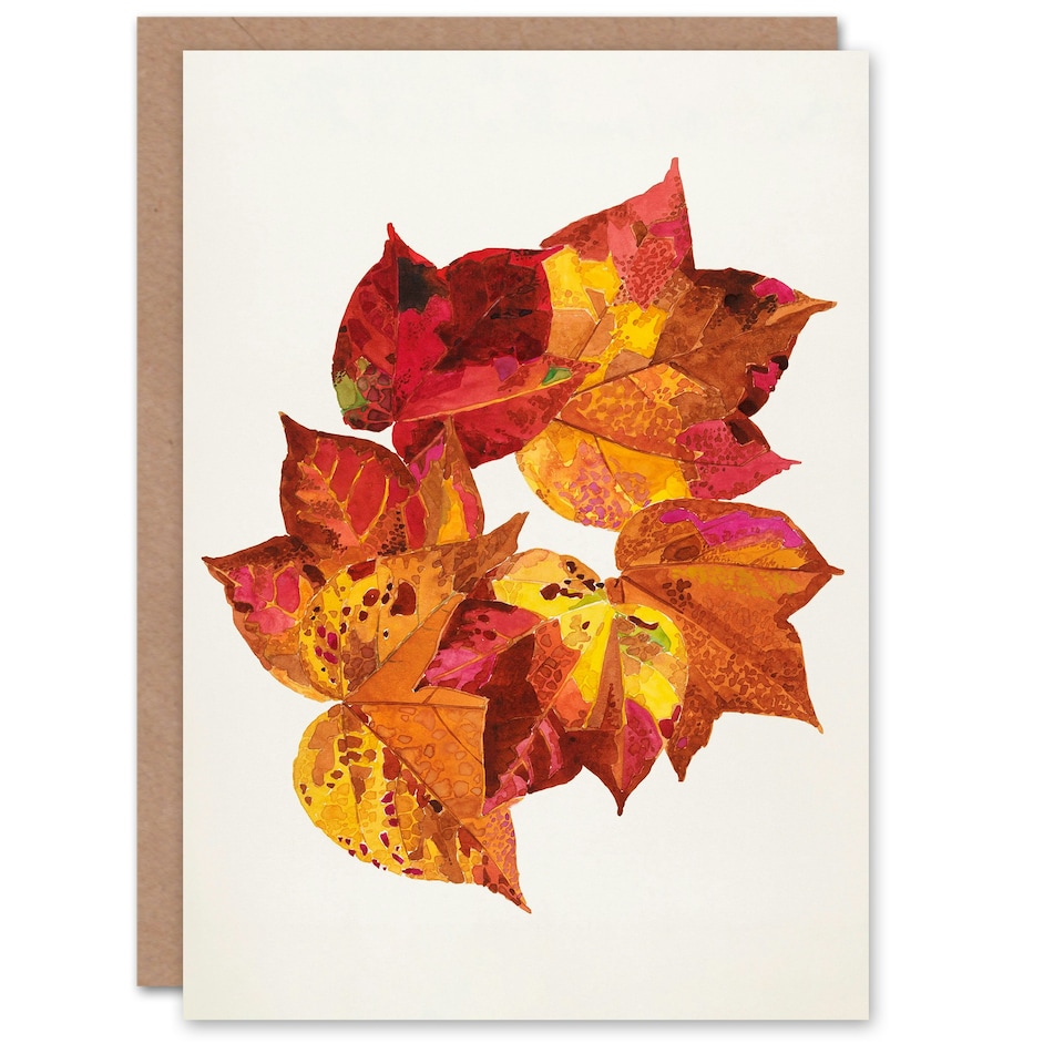 image 1 of Reijer Stolk Art Card Autumn Leaves Watercolour Painting