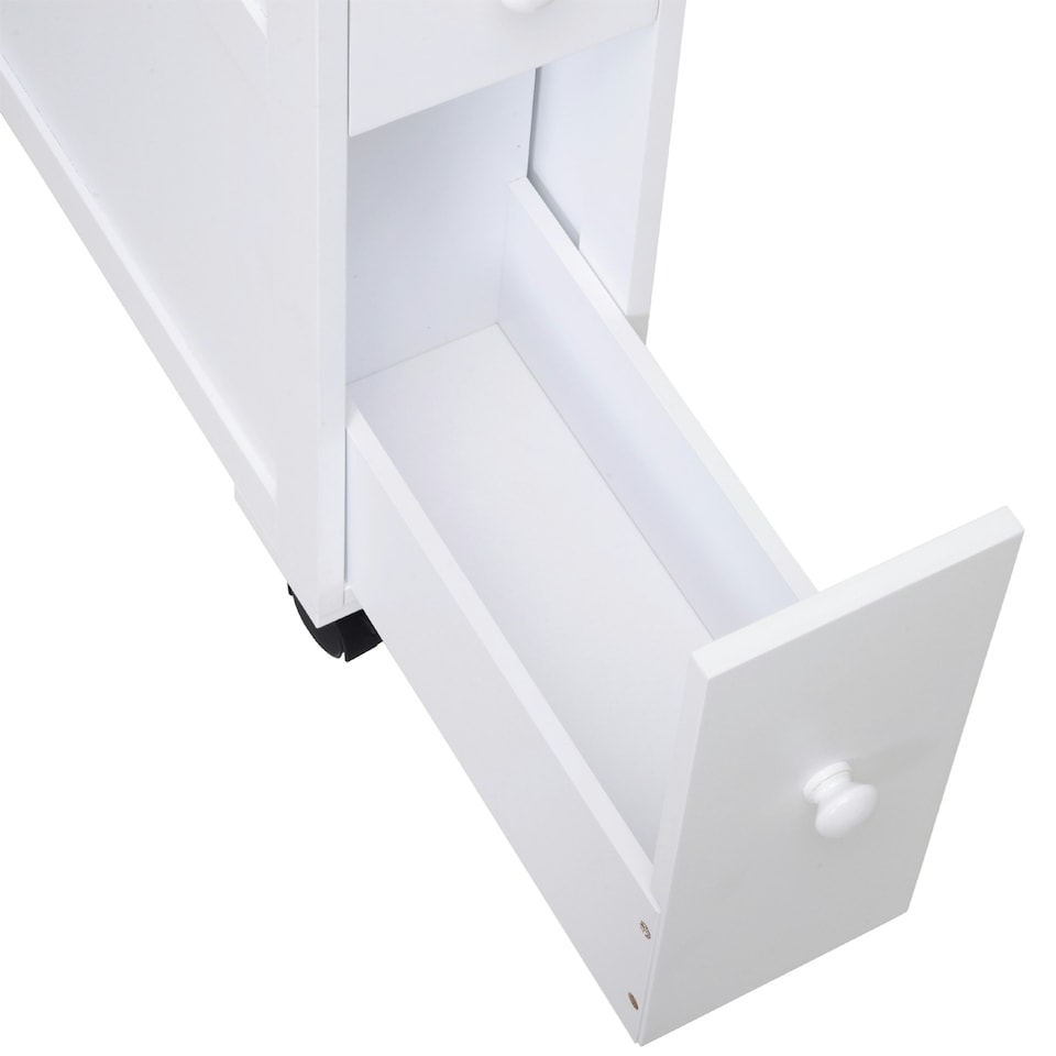 image 1 of HOMCOM 72x16cm Narrow Bathroom Storage Unit 2 Drawers Open Top 4 Wheels Slimline