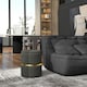 image 2 of HOMCOM Round Pouffe Storage Footstool with Cushioned Top Hidden Space Grey