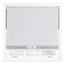 FURNISHED Blackout Roller Blinds with Diamante Trim and Bow Cut to Size | White | White | (W) 180cm x (L) 165cm
