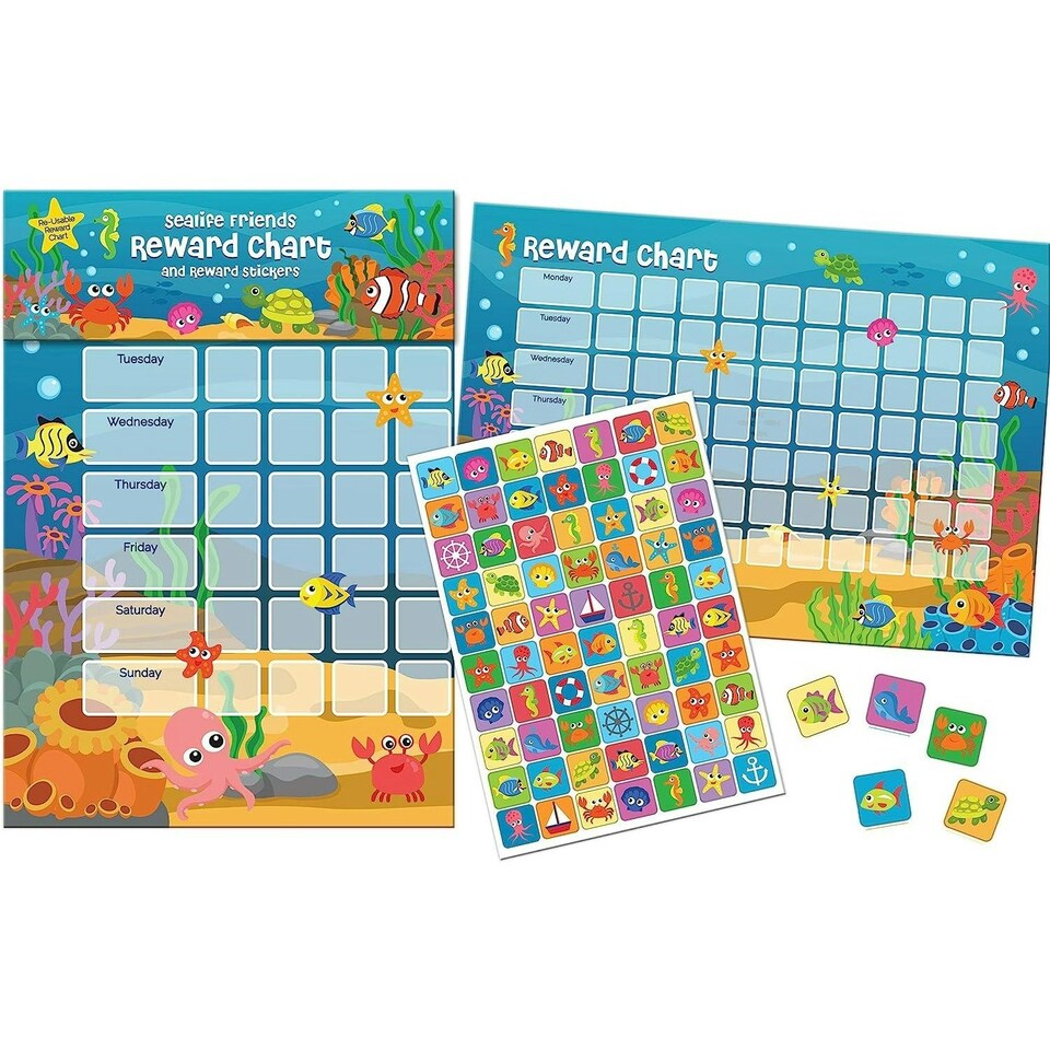 Paper Projects Sealife Friends A3 Reward Sticker Chart - Multicoloured - One Size