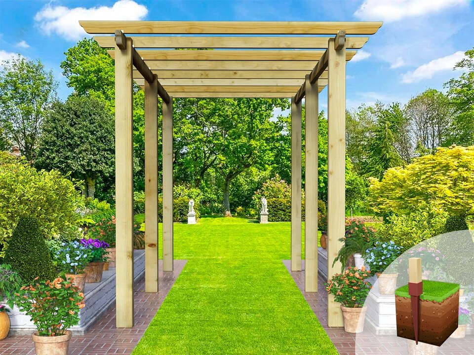 image 1 of eDecks HD Royal Walkway Garden Pergola w/ Bolt Down Anchors 2.7m - 2.4 x 4.8m
