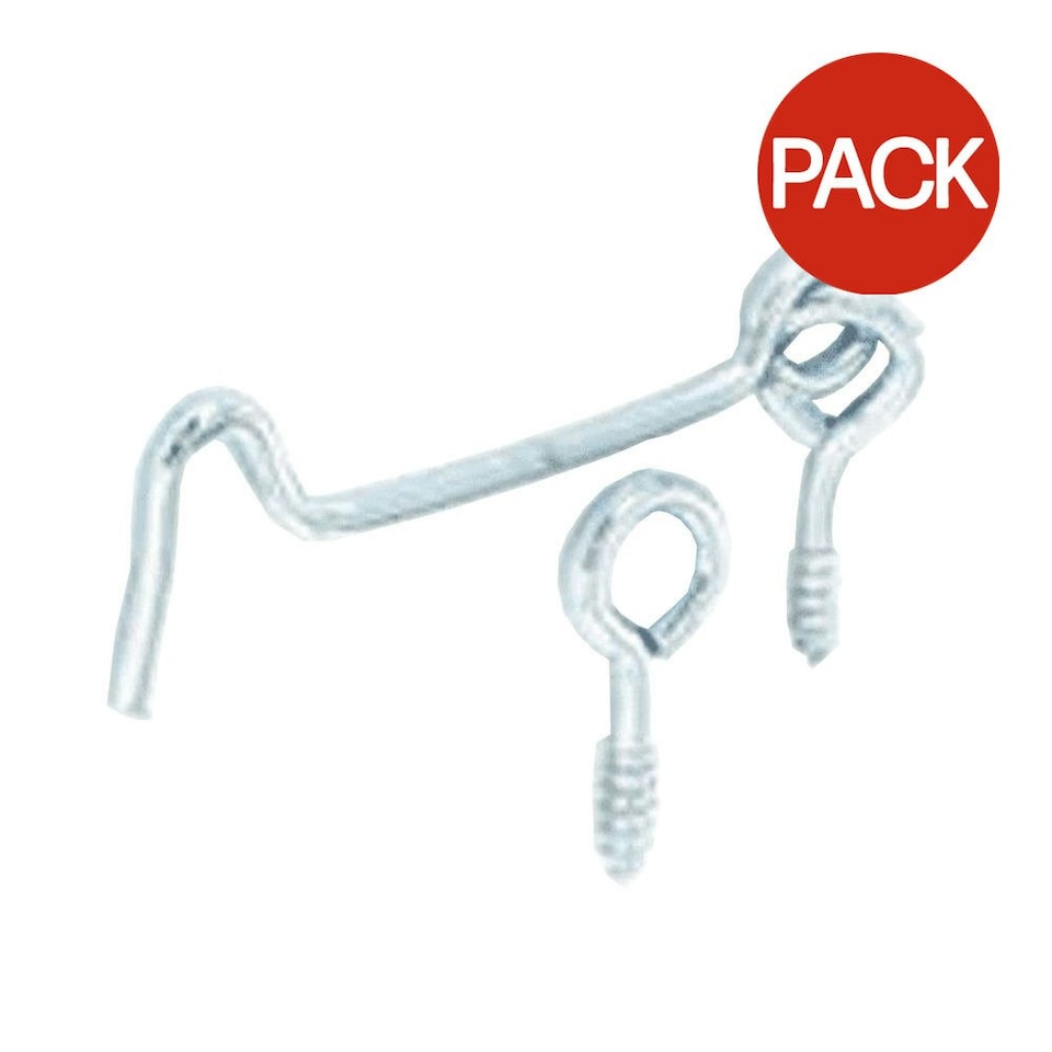 Securit Gate Zinc Plated Hooks And Eyes (Pack Of 2) - Silver - One Size