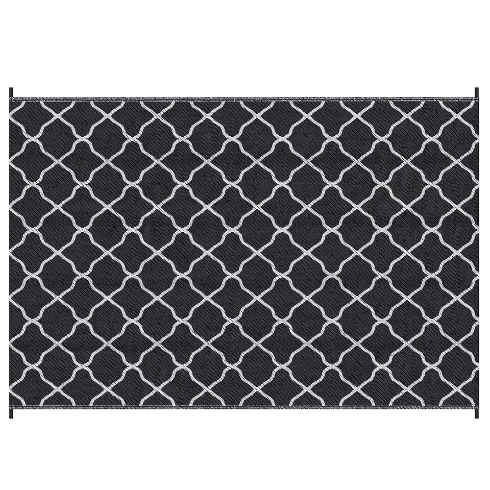 image 1 of Outsunny Reversible Waterproof Outdoor Rug W/ Carry Bag, 182 x 274 cm Black | Black