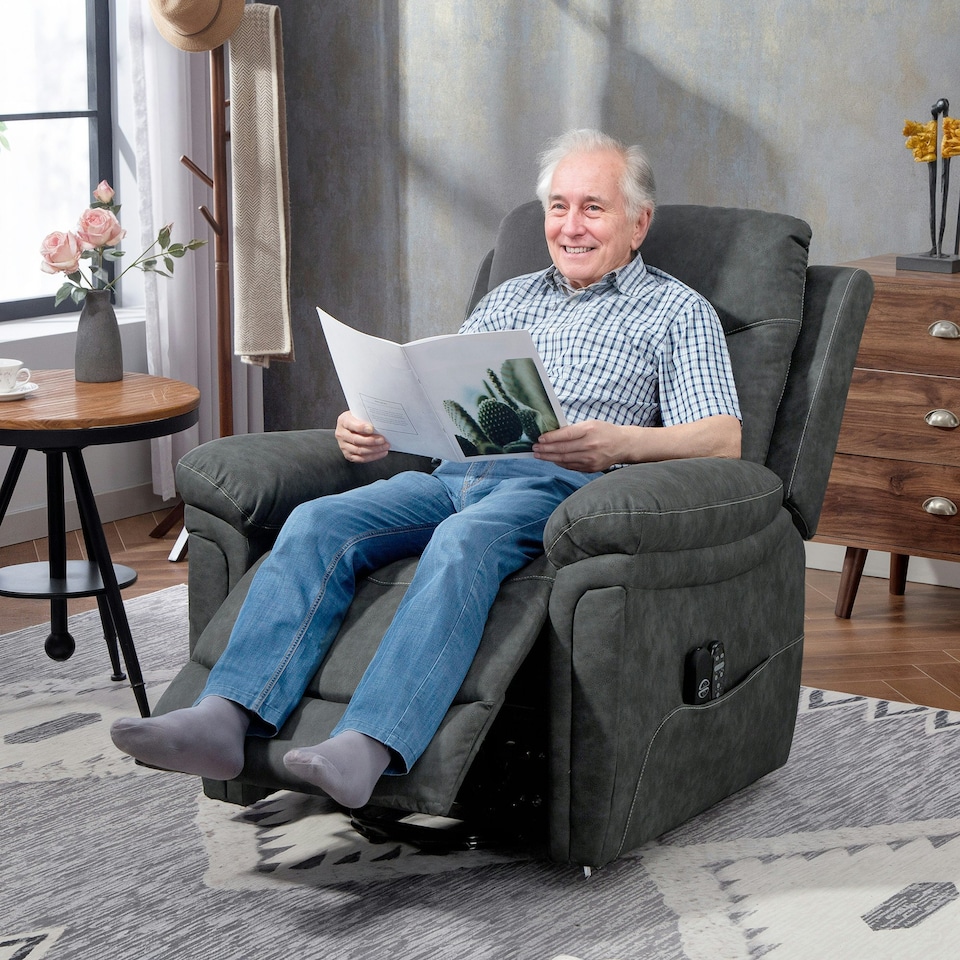 image 1 of HOMCOM Massage Recliner Chair, Lift Chair with Heat, USB, Remote, Grey Grey