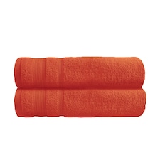 Luxury Zero Twist Egyptian Cotton Bath Towels 70 x 120cm - Pack of 2 | Orange | Terracotta | Bath towel