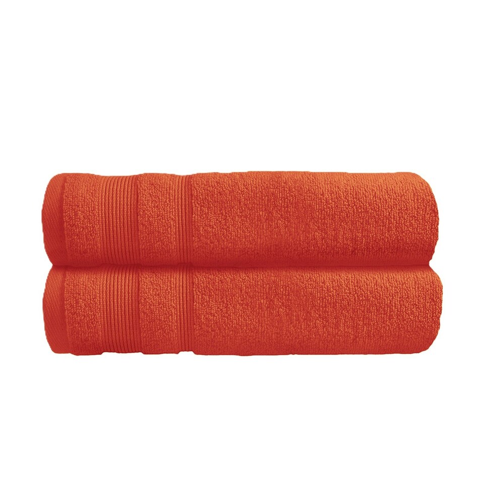 image 1 of Luxury Zero Twist Egyptian Cotton Bath Towels 70 x 120cm - Pack of 2 | Orange | Terracotta | Bath towel