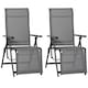 image 2 of Outdoor Reclining Garden Chair Set of 2, 10-Position Adjustable Folding Sun Lounger Zero Gravity Chairs with Texteline Seat, Armrests and Footrest for Patio, Grey
