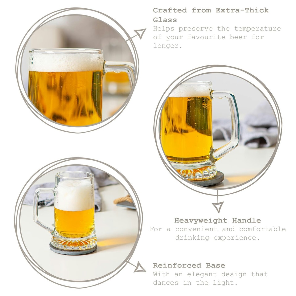 image 1 of Bormioli Rocco Stern Tankard Glass Beer Mugs - 270ml - Pack of 2 Clear