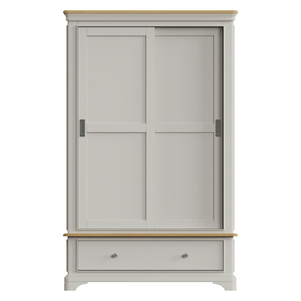 image 1 of Faire 120cm Sliding Combination Wardrobe in Dove Grey with Oak Top Grey
