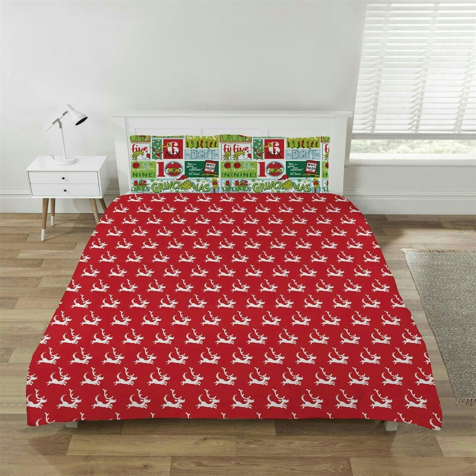 image 1 of The Grinch 12 Days of Christmas Duvet Cover Set - Double