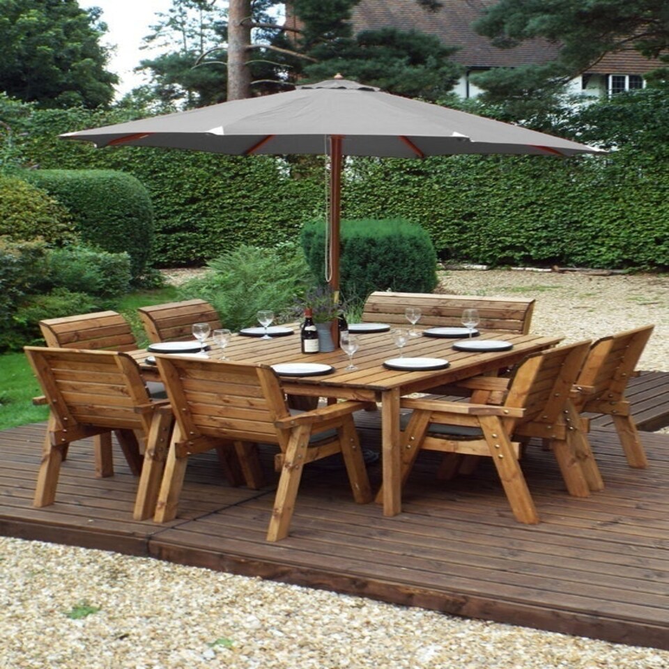 image 1 of Eight Seater Square Table Set with Cushions - W250 x D250 x H98 - Fully Assemble - Grey