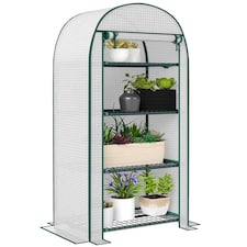 Outsunny 80 x 49 x 160cm Mini Greenhouse Portable Green House with Shelf White