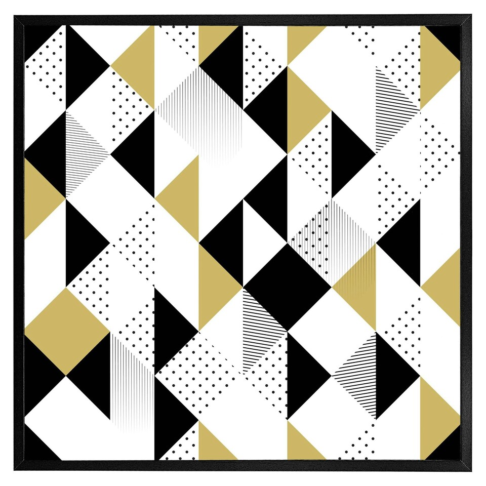 image 1 of Gold & black geometric triangles (Picture Frame) Brown | S