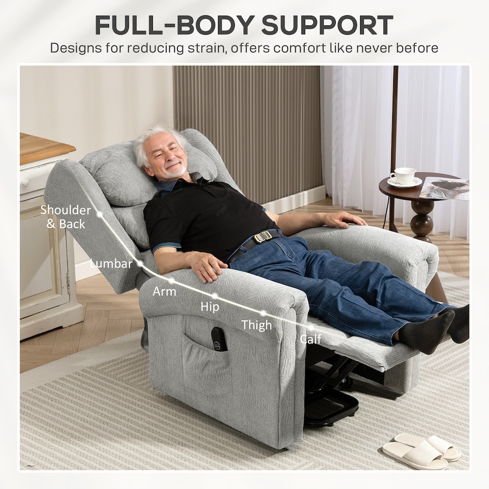image 1 of HOMCOM Power Lift Recliner Chair for Elderly with Remote Control, Grey | Grey