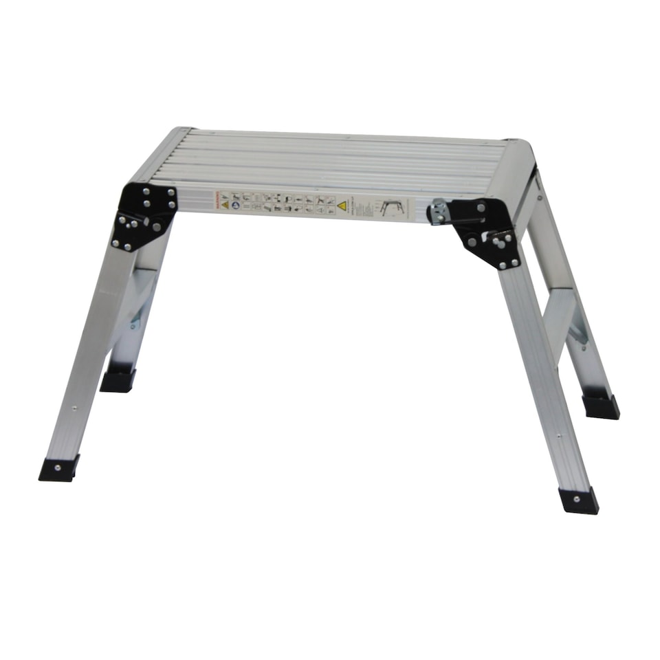 image 1 of 150kg Folding Aluminium Work Platform Step Up Bench Ladder EN131 | Silver