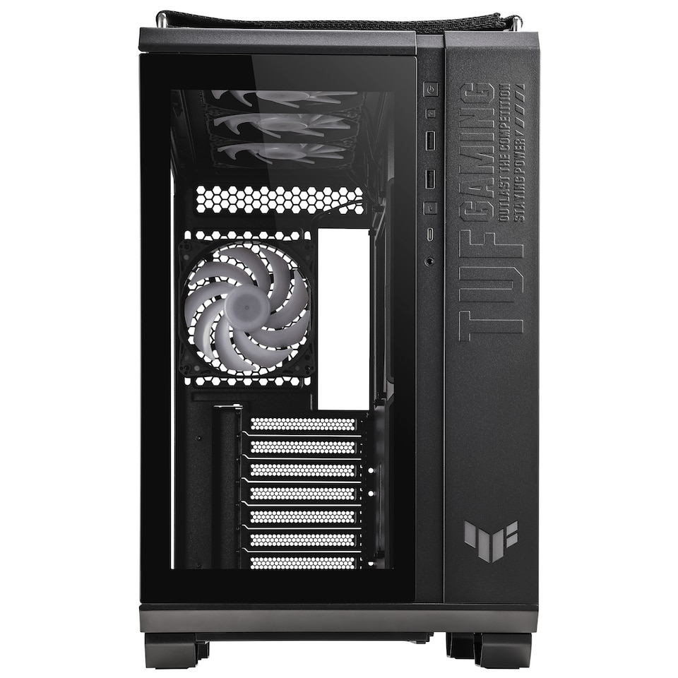 image 1 of ASUS TUF GT502 Plus Dual Chamber Chassis Case Panoramic View Front Panel High-Speed USB Type-C Tool-Free Side Panels pre-installed 4 ARGB fans Black - 90DC0090-B19010