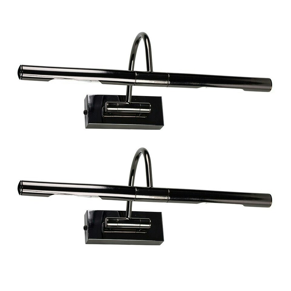 image 1 of ValueLights Pair Of Modern Adjustable Black Chrome Twin Picture Wall Lights | Black