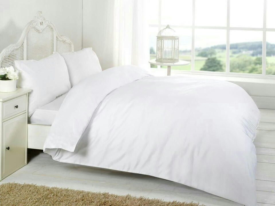 image 1 of Egyptian Cotton Duvet Cover Set 200 Thread Count - Super King - White | White | Super King
