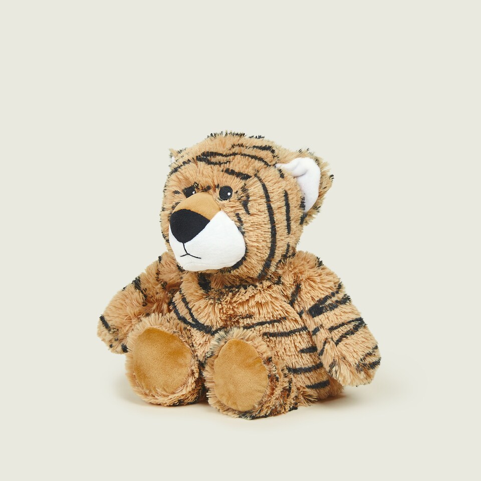 image 1 of Warmies Large Microwaveable Tiger Plush , Brown, Soothing Lavender Scented Soft .