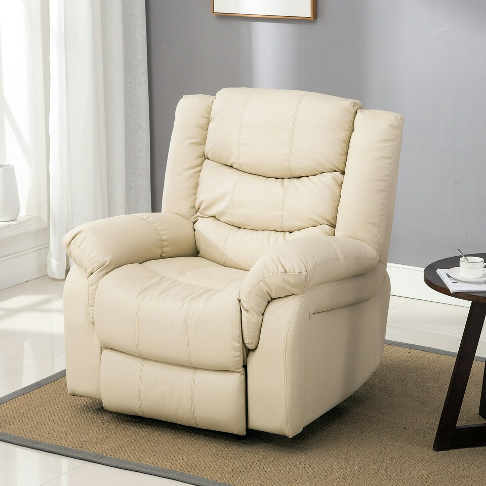 image 1 of Chester Electric Bonded Leather Automatic Recliner Heat & Massage Chair (Cream)