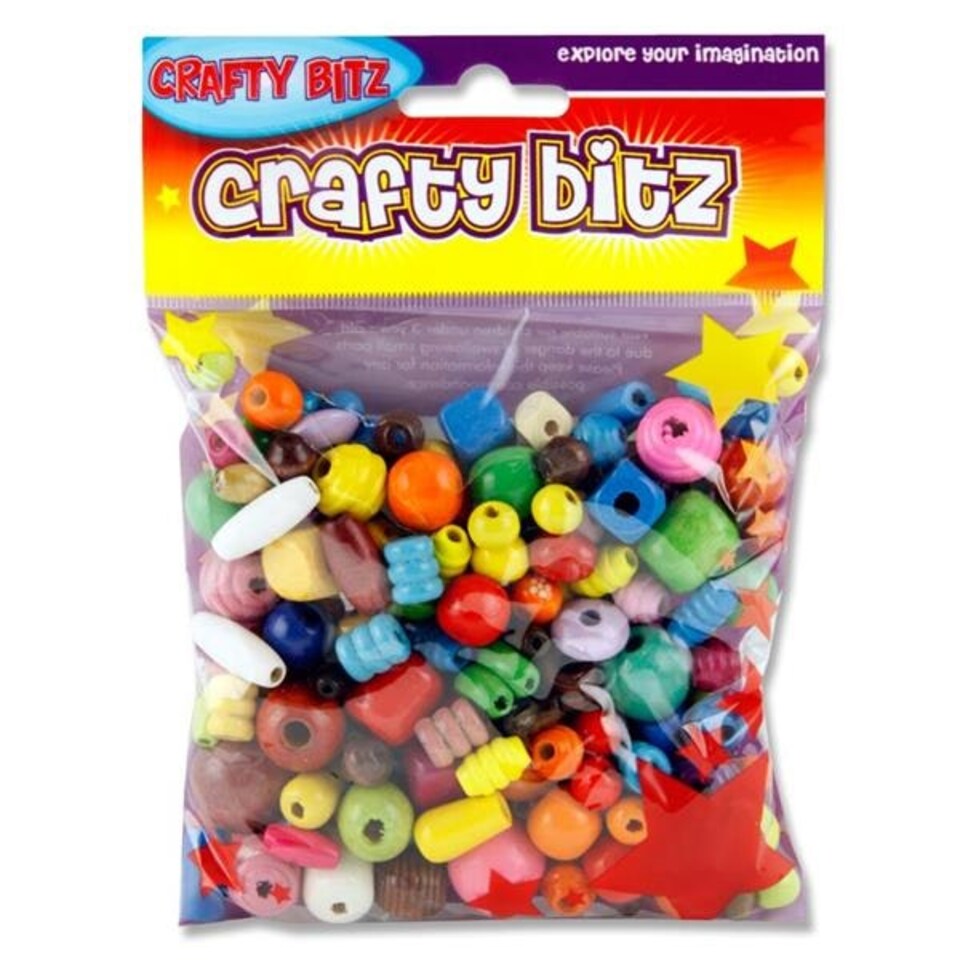 image 1 of Pack of 100g Assorted Coloured Wooden Beads by Crafty Bitz