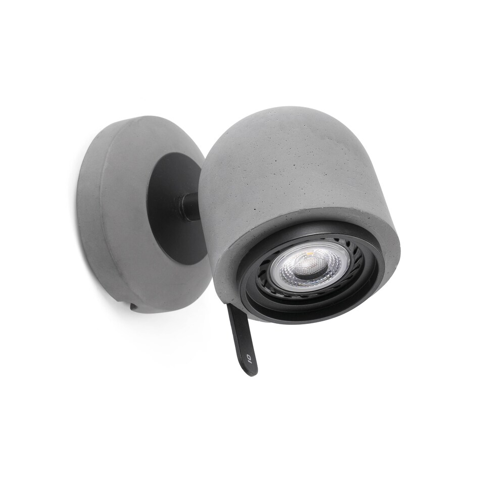 image 1 of Stone 1 Light Indoor Adjustable Wall Spotlight Grey, GU10