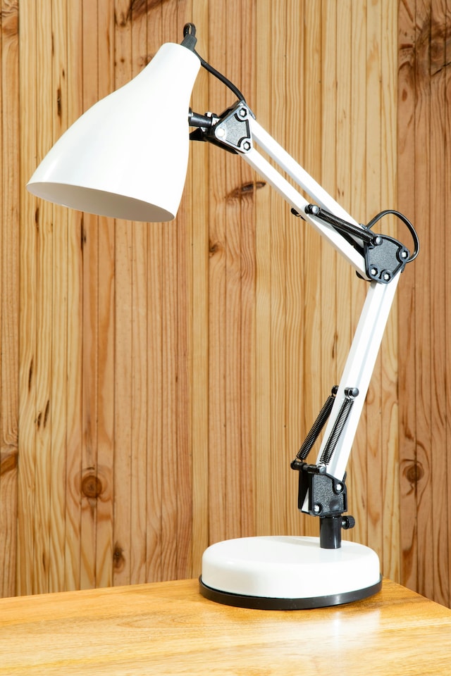 image 1 of Interiors by Premier White Desk Lamp, Adjustable Arm And Head With Sleek Metal Frame, Matte Finish Offers Clean, Modern