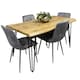 image 1 of Wooden Dining Table with 4 Grey Velvet Chairs, Stylish Dining Room Furniture