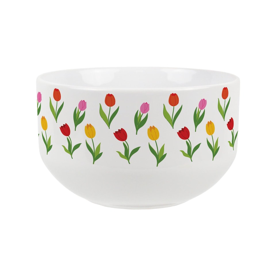 image 1 of Tulips Print Ceramic Bowl