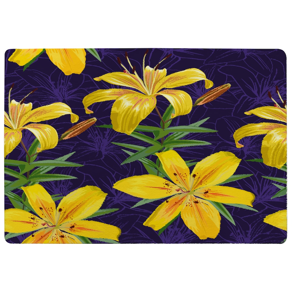 image 1 of Yellow Lily Flowers Designer Rug | Multi