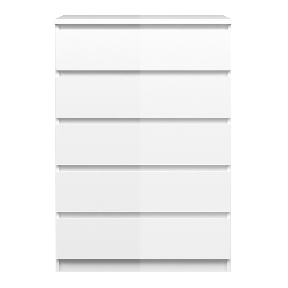 image 1 of Naia Chest of 5 Drawers in White High Gloss