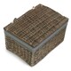 image 1 of Antique Wash Finish Storage Hamper with Grey Sage Lining | Brown | Brown | M