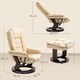 image 7 of HOMCOM Swivel Manual Recliner and Footrest Set PU Leather Lounge Chair Beige