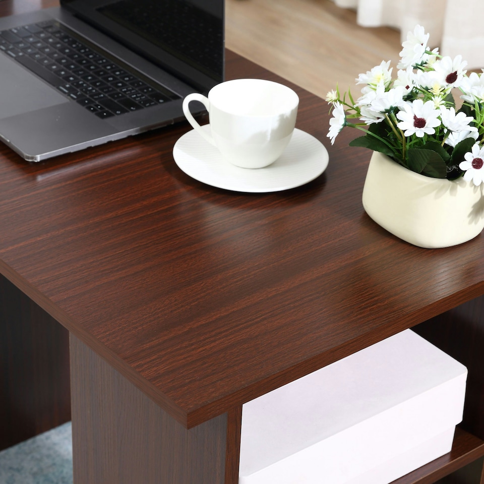 image 1 of HOMCOM Computer Desk with Storage, Writing Study Table for Home Office