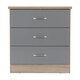 image 3 of Nevada 3 Drawer Chest - L40 x W81 x H70.5 cm - Grey Gloss/Light Oak Effect Veneer
