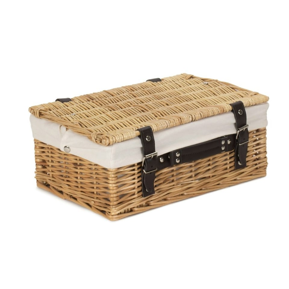 image 1 of 36cm Wicker Picnic Basket with Lining Black | Black | One Size