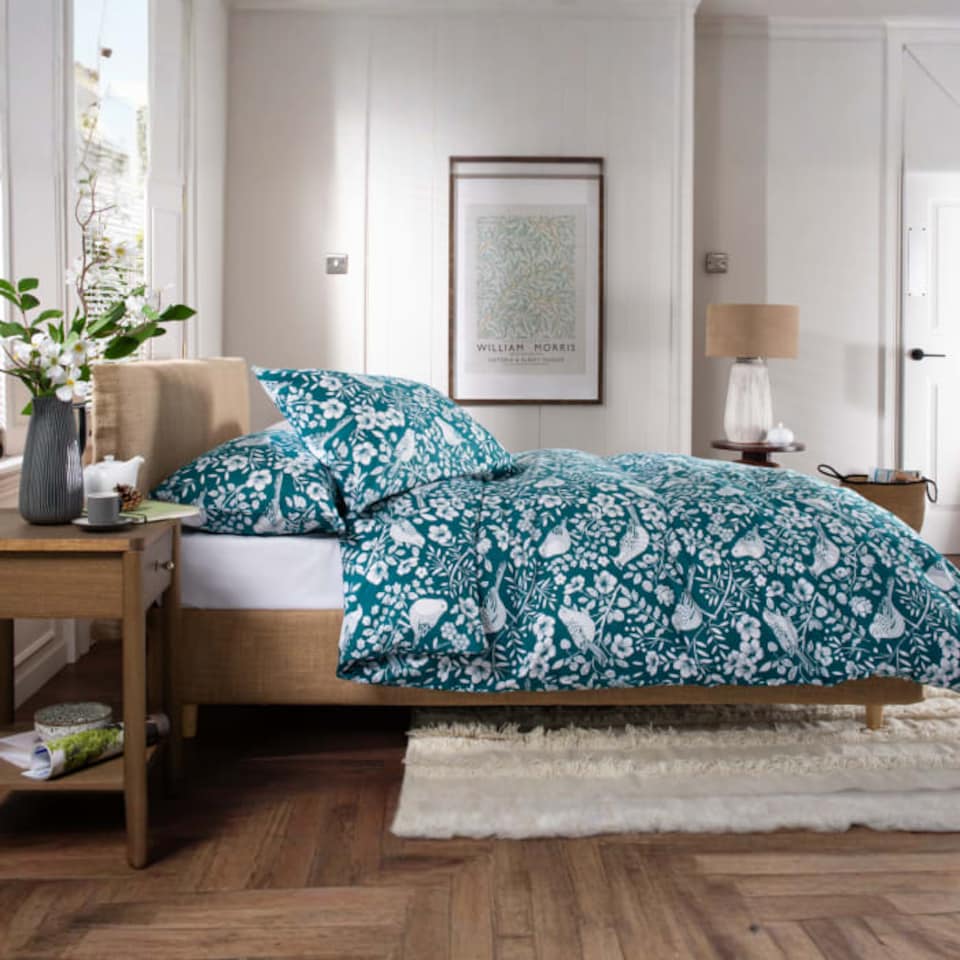 image 1 of Woodland Bird Cotton Duvet Set in Printed Design