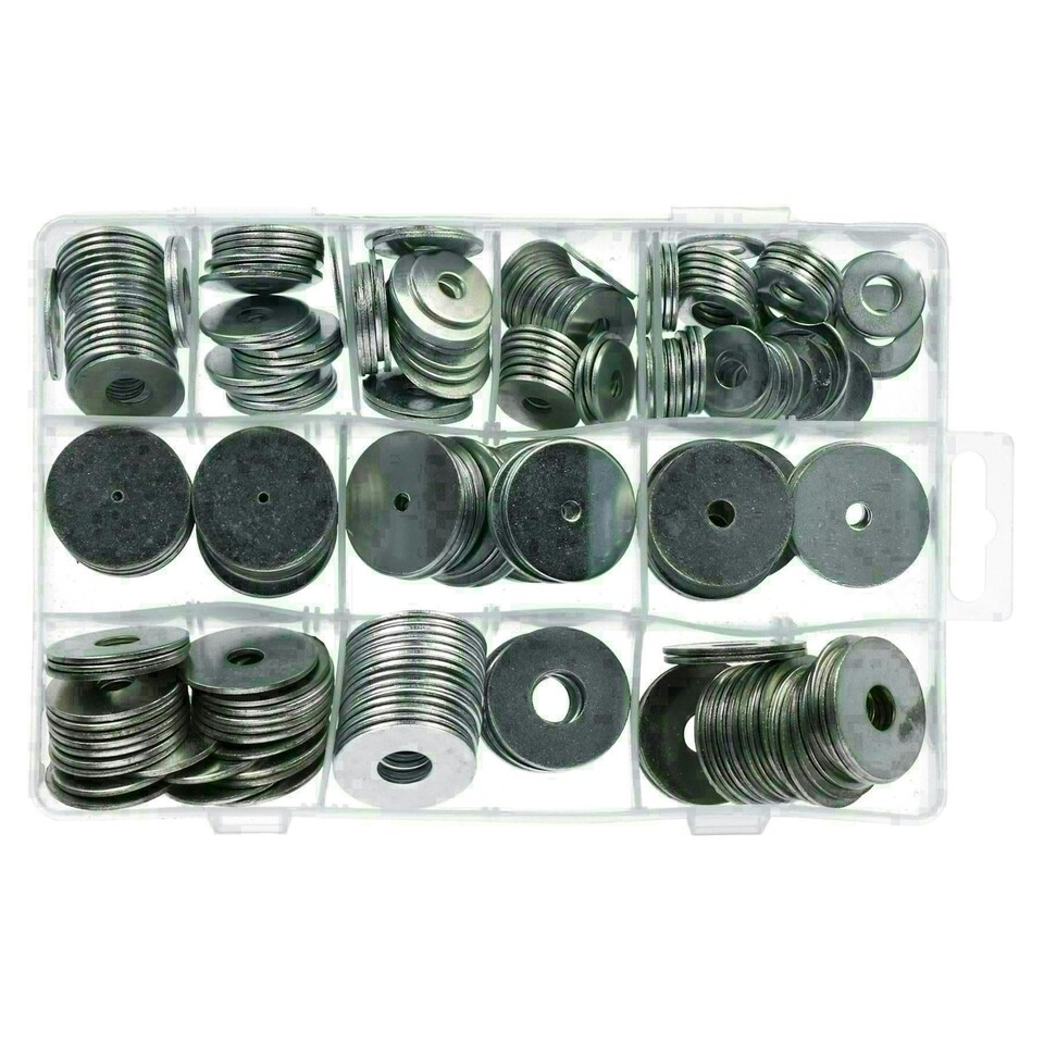 image 1 of 240pc Large Penny Repair Washers Circle Round Carbon Steel Nuts Screws Bolts