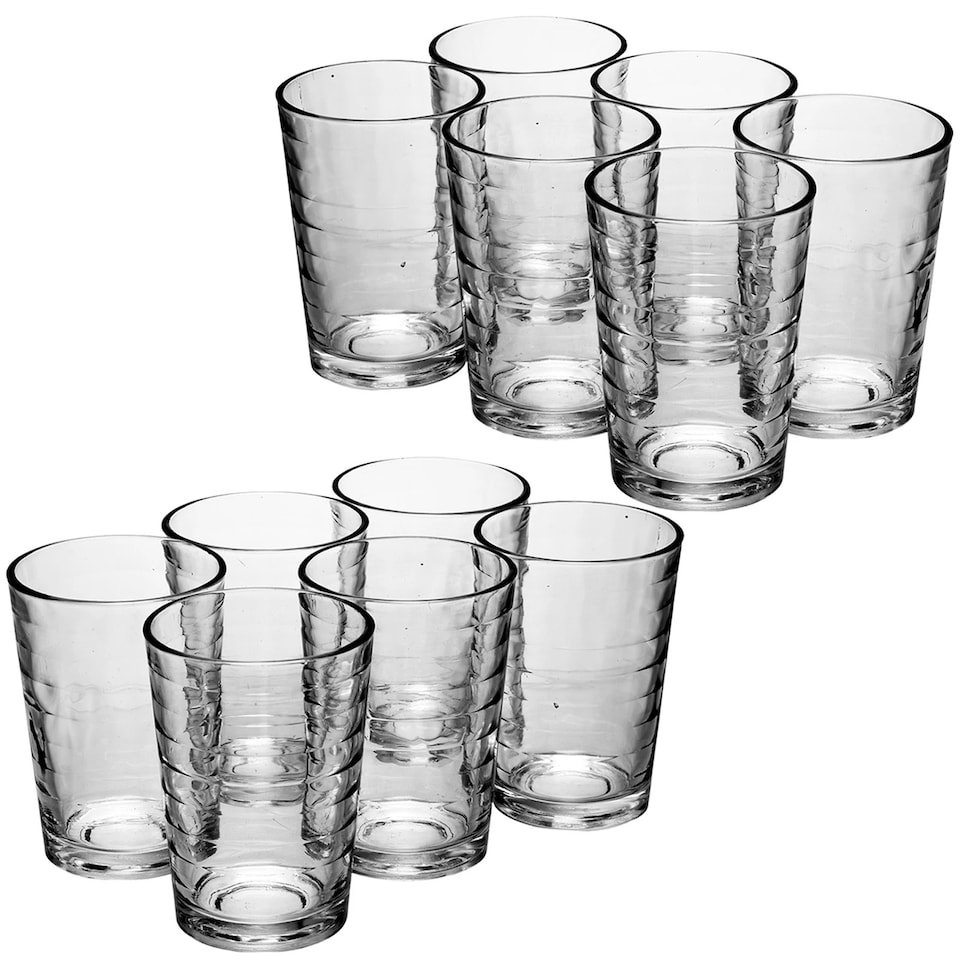 image 1 of 200ml Drinking Glasses Sets Glassware Patterned Water Cup Juice Cocktail Tumbler | Clear | Clear | Set of 12 London