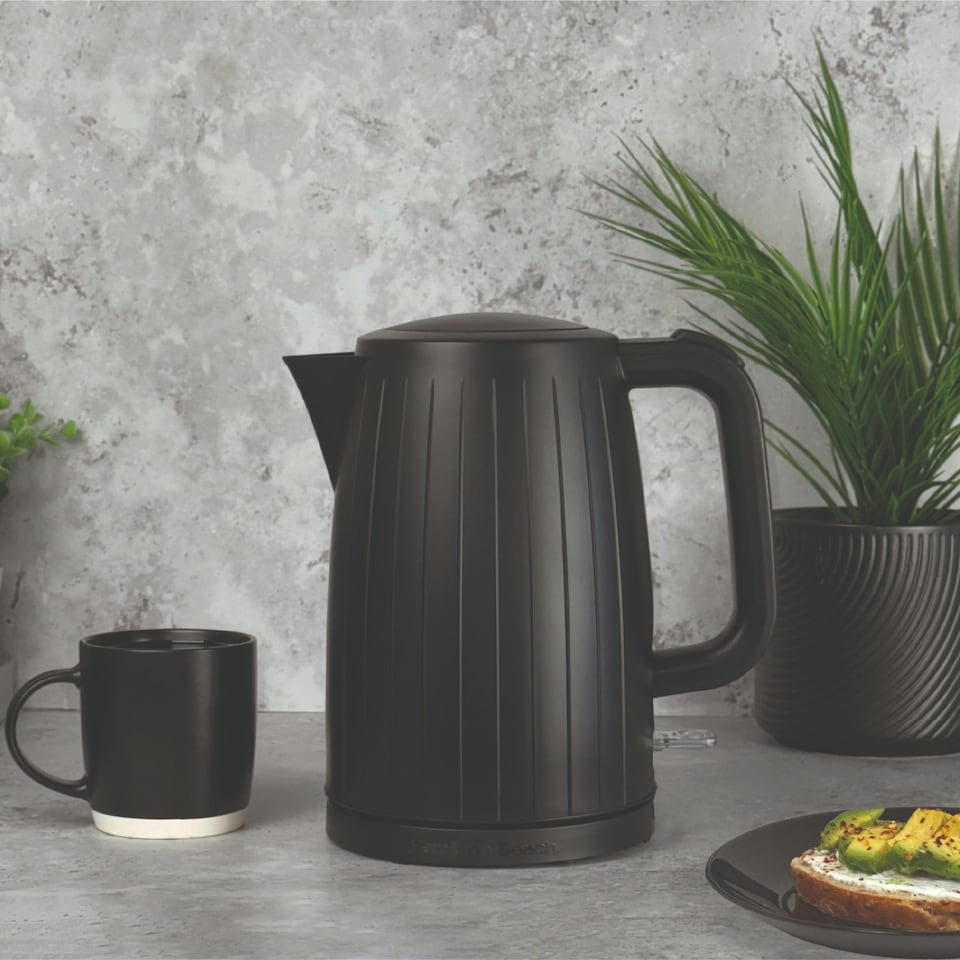 image 1 of Hamilton Beach Kettle & Toaster Set, Stealth, 1.7L Kettle & 2 Slot Toaster - Black