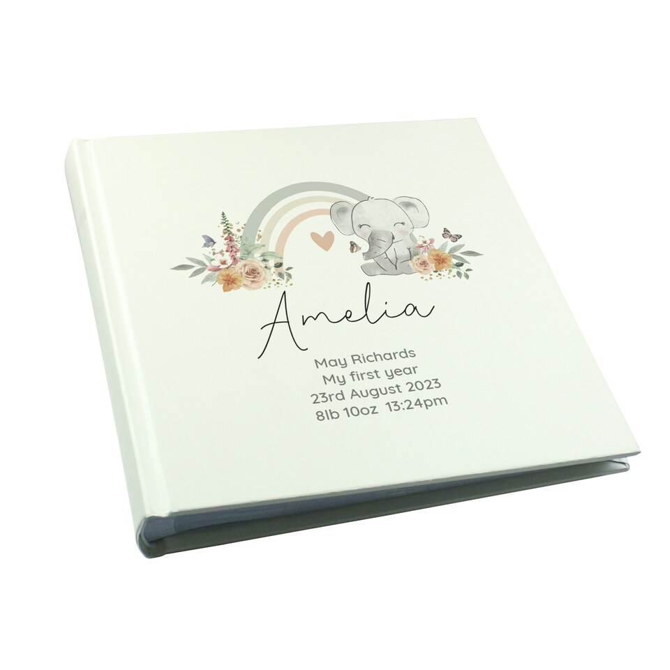 image 1 of Personalised Floral Elephant Square Photo Album
