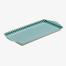Zeal Melamine Sandwich Serving Tray, Gingham Pattern, 25 x 13cm, Forest Green