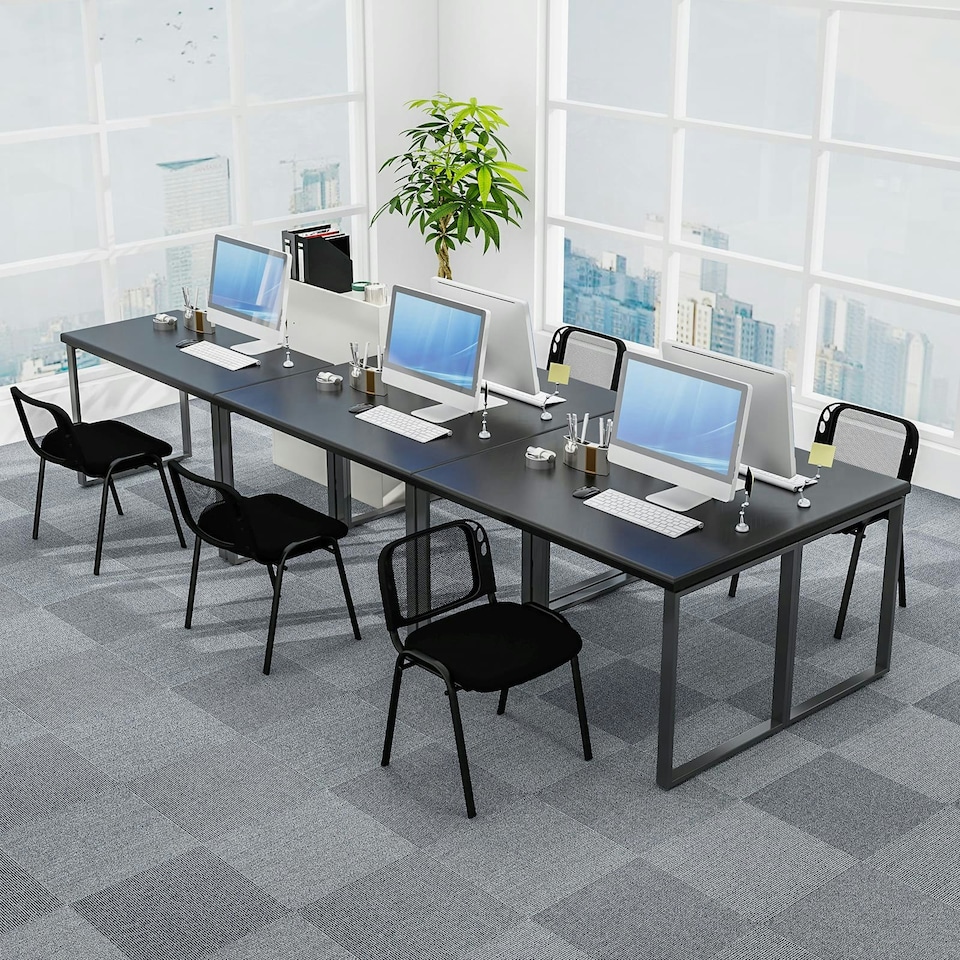 image 1 of COSTWAY 5 Piece Stackable Upholstered Armless Reception Chair Black