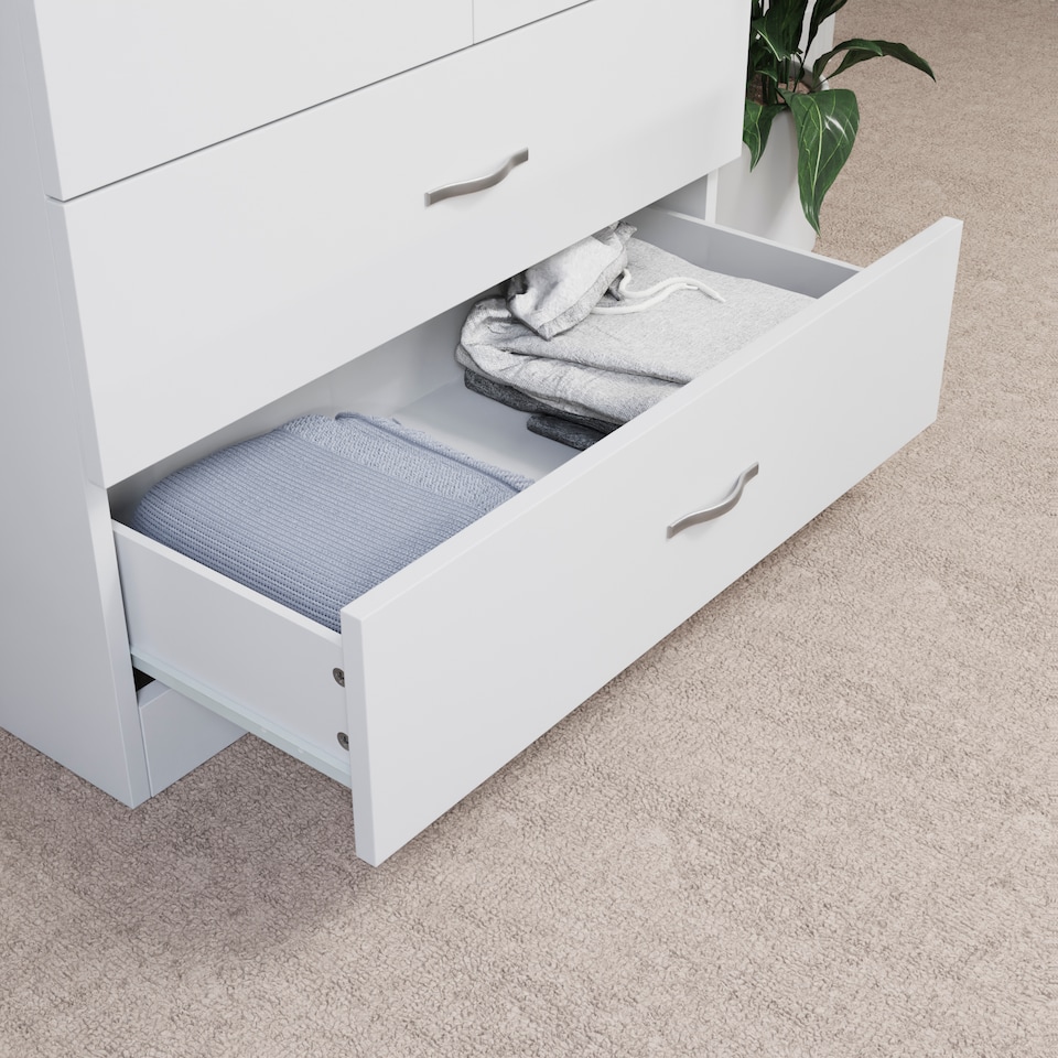 image 1 of Vida Designs Riano 2 Door 2 Drawer Wardrobe With Shelf & Clothes Rail, White