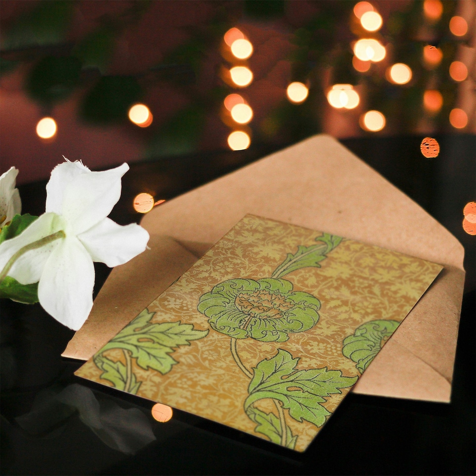 image 1 of William Morris Art Card Flower Bloom Textile Detail