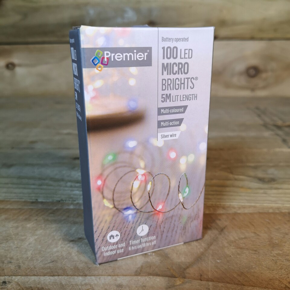image 1 of Premier Christmas Lights Micro Brights 100 LED Muli-Coloured