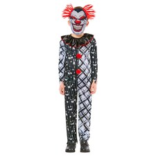 Bristol Novelty Childrens/Kids Sinister Clown Monochrome Costume - Black/White/Red - 7-8 Years 7